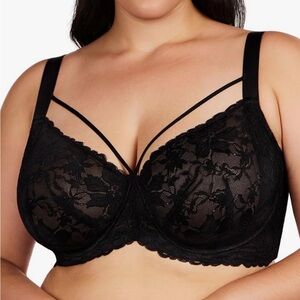 HSIA 36DD Minimizer Bra Black Lace Underwire Full Coverage Unlined NWOT